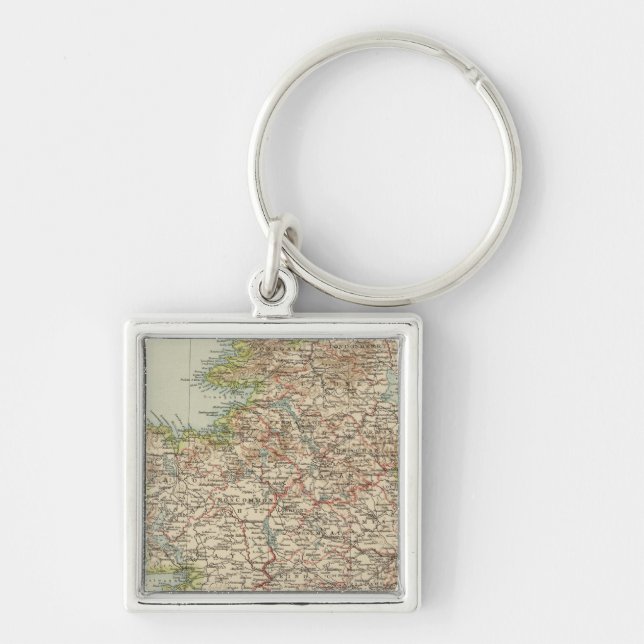 Irland 13 fyrkantig silverfärgad nyckelring (Framsidan)
