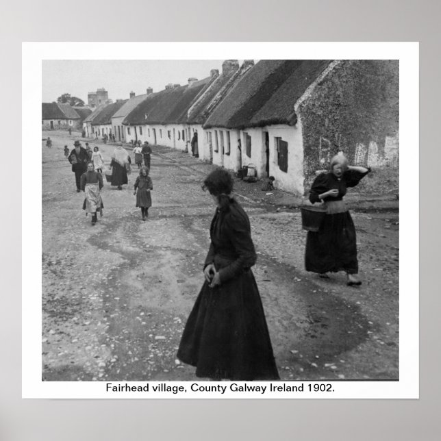 Irland 1902, Fairhead Village, County Galway Poster (Framsidan)