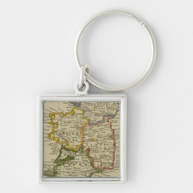 Irland 19 fyrkantig silverfärgad nyckelring (Framsidan)