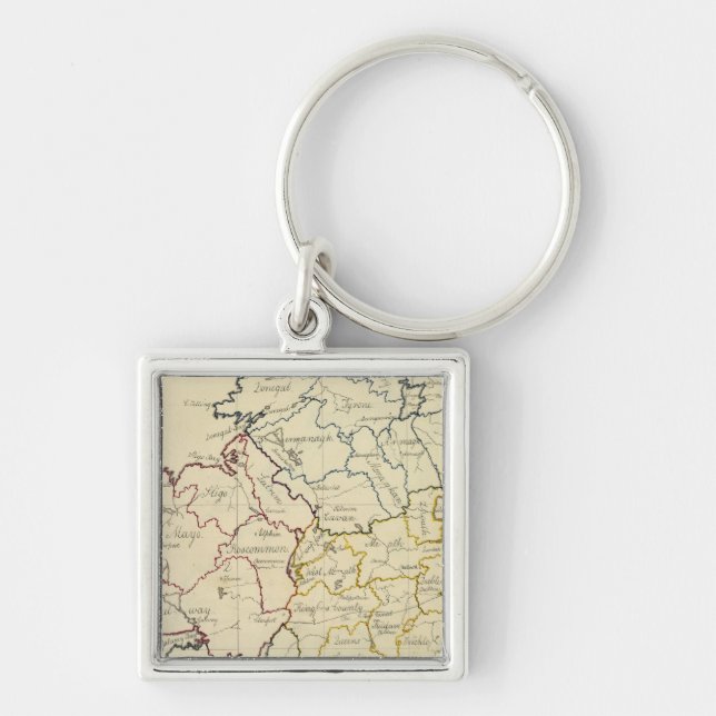 Irland 21 fyrkantig silverfärgad nyckelring (Framsidan)