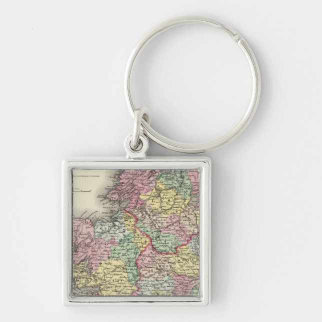 Irland 3 fyrkantig silverfärgad nyckelring (Framsidan)