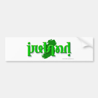"Irland" ambigram på en silhouette av Irland Bildekal