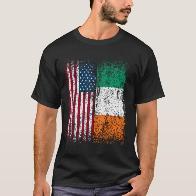 Irland American Flagga Gift American Born Irish He T Shirt (Framsida)