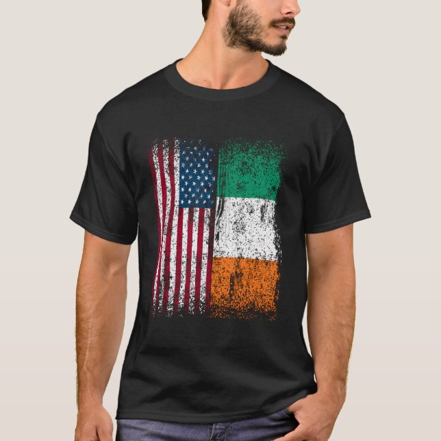 Irland American Flagga Gift American Born Irish He T Shirt (Framsida)
