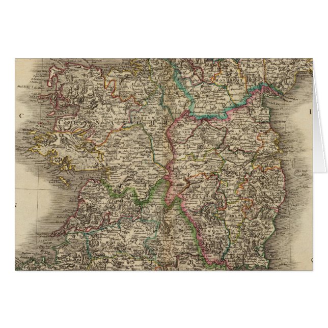 Irland Atlas Karta Hälsningskort (Framsidan Horizontal)