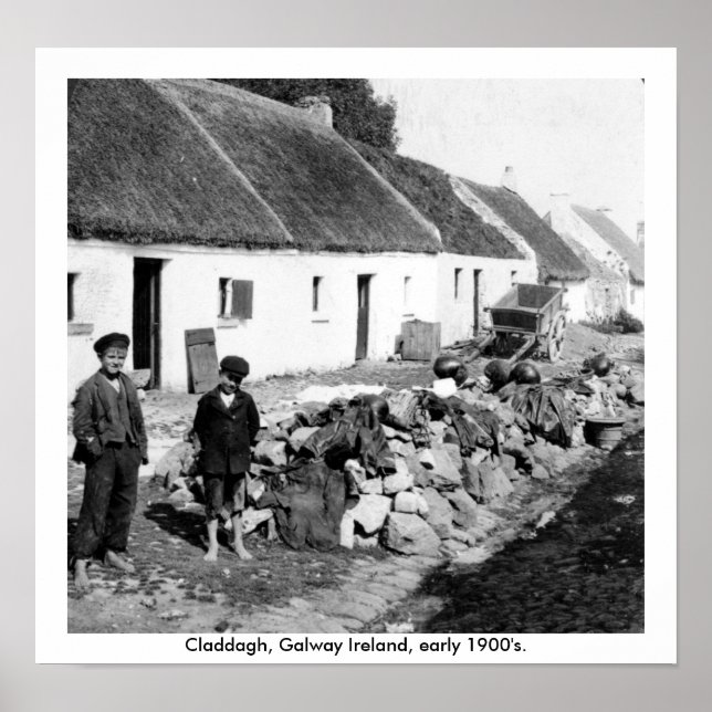 Irland - byn Claddagh tidigt 1900's Galway Poster (Framsidan)