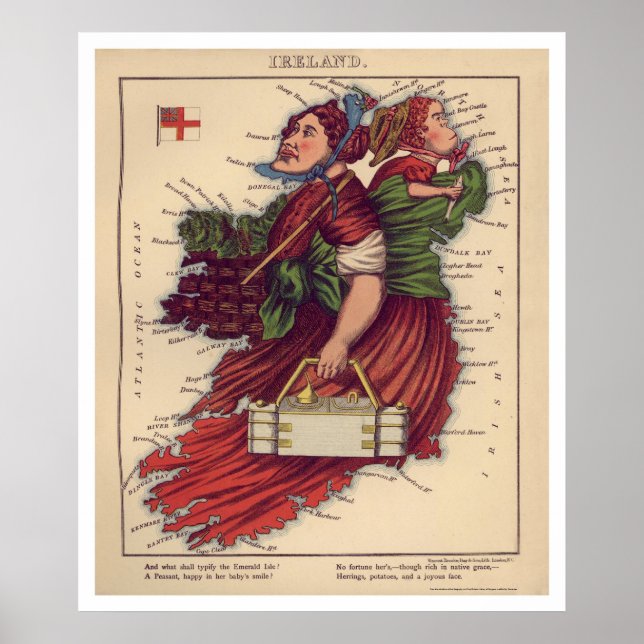 Irland Caricature Karta 1868 Poster (Framsidan)