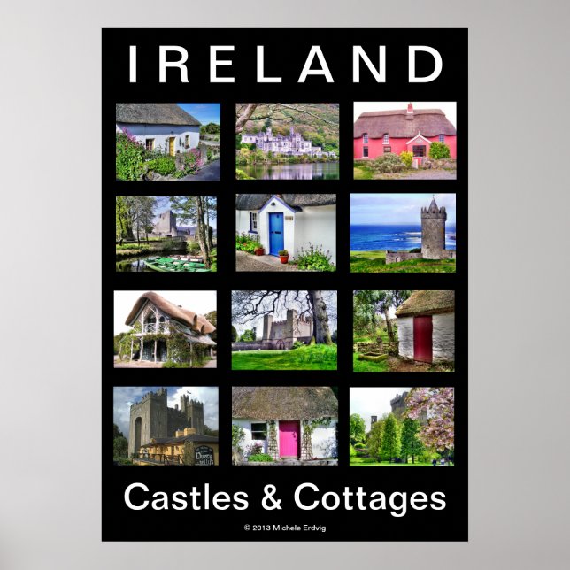 IRLAND Castles & Cottages Poster (Framsidan)