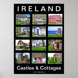 IRLAND Castles & Cottages Poster