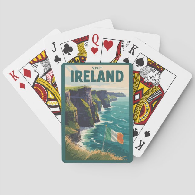 Irland Cliffs of Moher Illustration Resa Konst Casinokort (Baksidan)