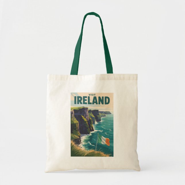 Irland Cliffs of Moher Illustration Resa Konst Tygkasse (Framsidan)