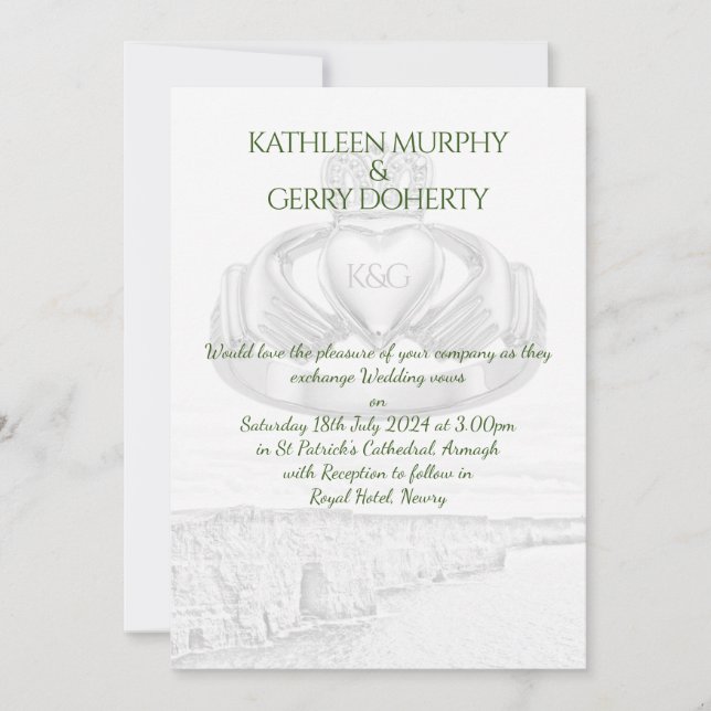 Irland Cliffs of Moher & Irish Claddagh Ring Invi Inbjudningar (Framsida)