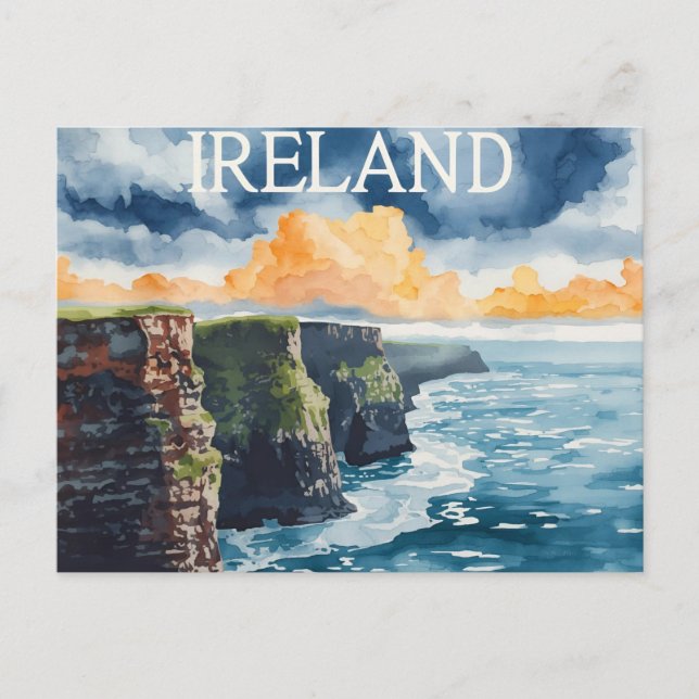 Irland Cliffs of Moher Vintage Resa Vykort (Framsida)