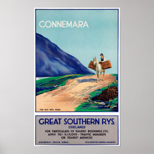 Irland Connemara återställd vintage resoraffisch Poster