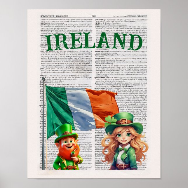 IRLAND - Dictionary Page Art Poster (Framsidan)