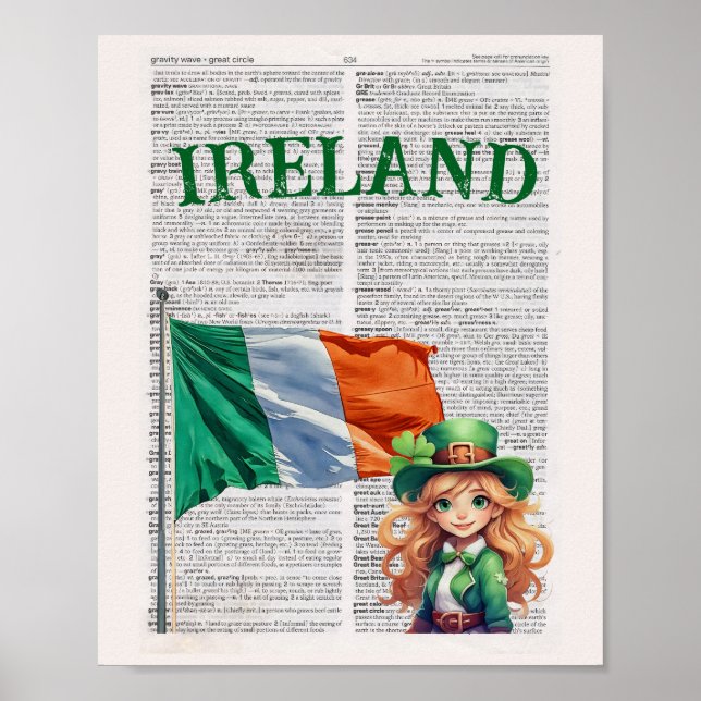 IRLAND - Dictionary Page Art Poster (Framsidan)