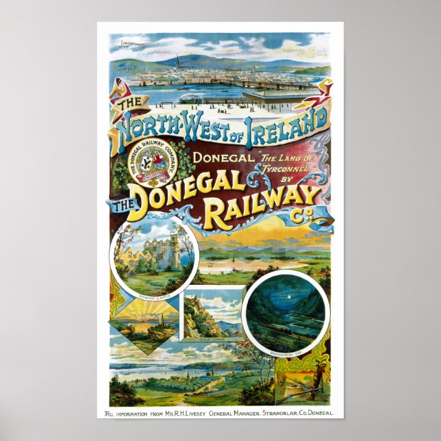 Irland Donegal-järnvägen återställd i Vintage affi Poster (Framsidan)