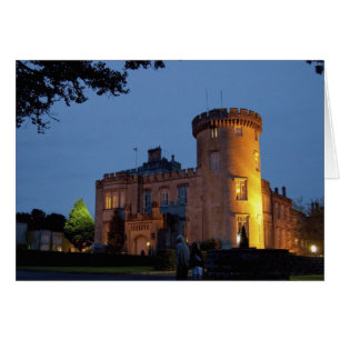 Irland, Dromoland Castle upplyst i skymningen, Hälsningskort