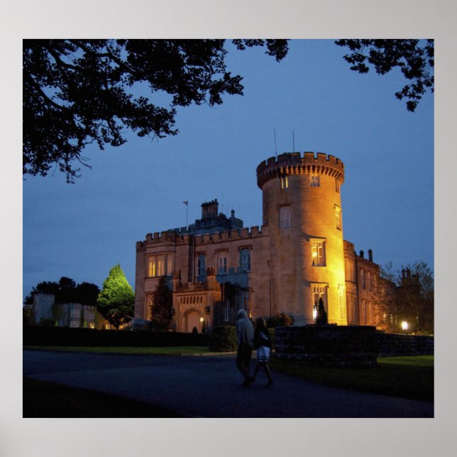 Irland, Dromoland Castle upplyst i skymningen, Poster (Framsidan)