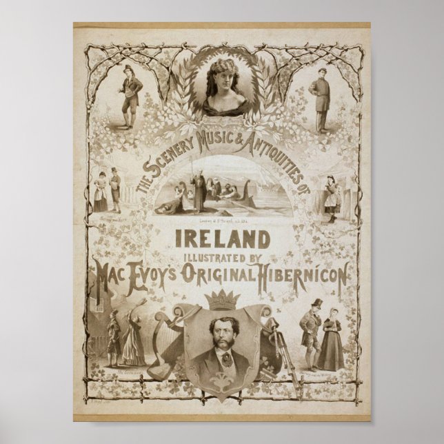 Irland, efter "Mac Evoy's Original Hibernicon" Poster (Framsidan)