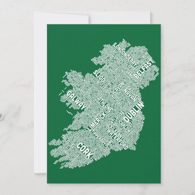 Irland Eire City Text karta (Framsida)