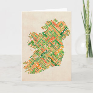 Irland Eire City Text karta Kort