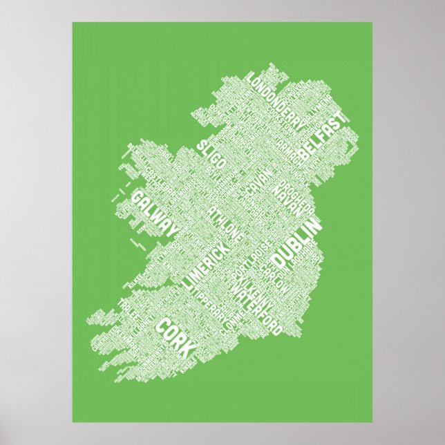Irland Eire City Text karta Poster (Framsidan)