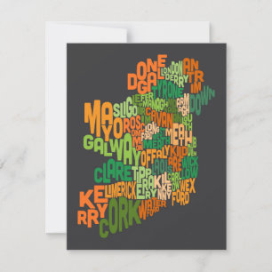 Irland Eire County Text Karta