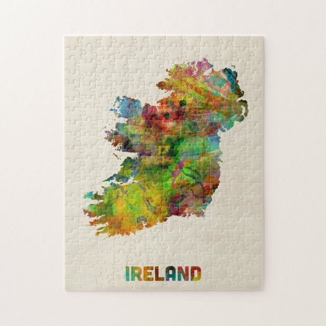 Irland Eire vattenfärgkarta Pussel (Vertikal)