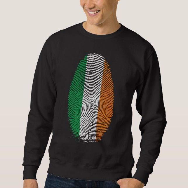 Irland Flagga Fingerprint är i mitt DNA för Iris Lång Ärmad Tröja (Framsida)