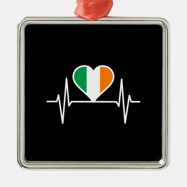 Irland Flagga Heartslag Julgransprydnad Metall (Framsidan)