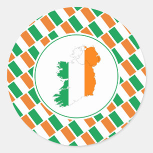 IRLAND FLAGGA Irish Karta Snyggt Patriotic Runt Klistermärke