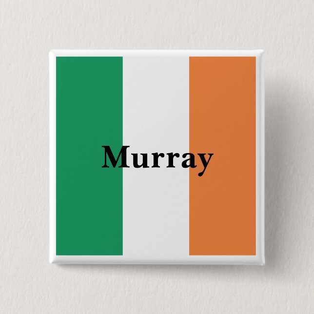 Irland Flagga Irish Surname Namn Anpassningsbar Fä Knapp (Framsida)