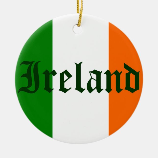 Irland Flagga Julgransprydnad Keramik (Framsidan)