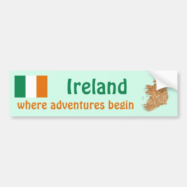 Irland Flagga + Kart Dekal (Framsidan)