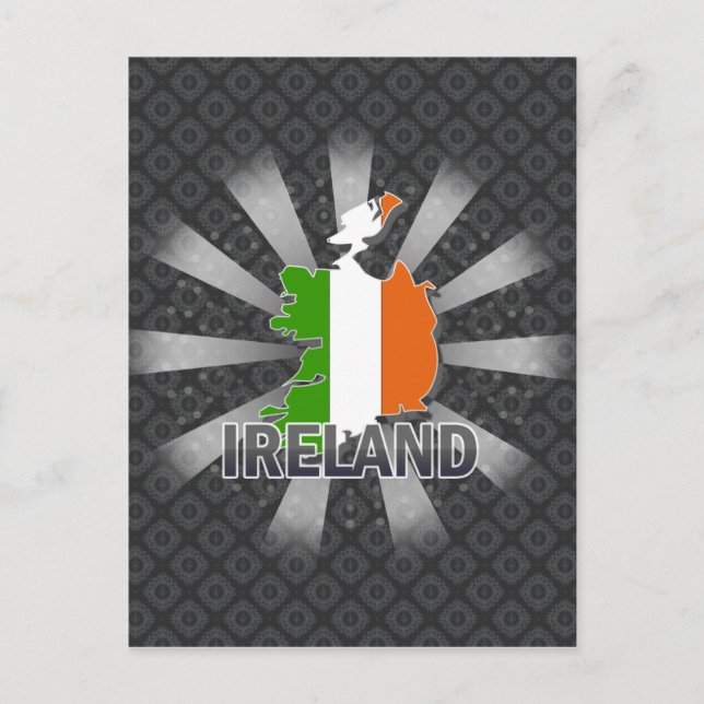 Irland Flagga Karta 2.0 Vykort (Framsida)