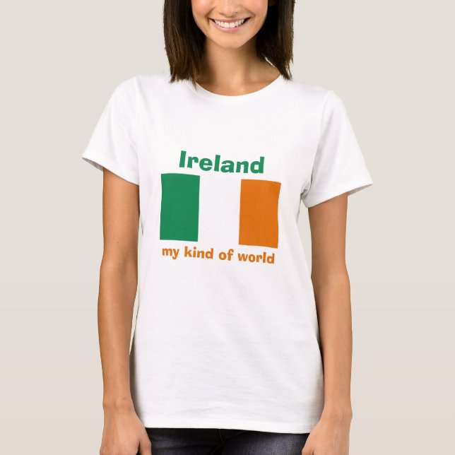 Irland Flagga + Karta + Text T-Shirt (Framsida)