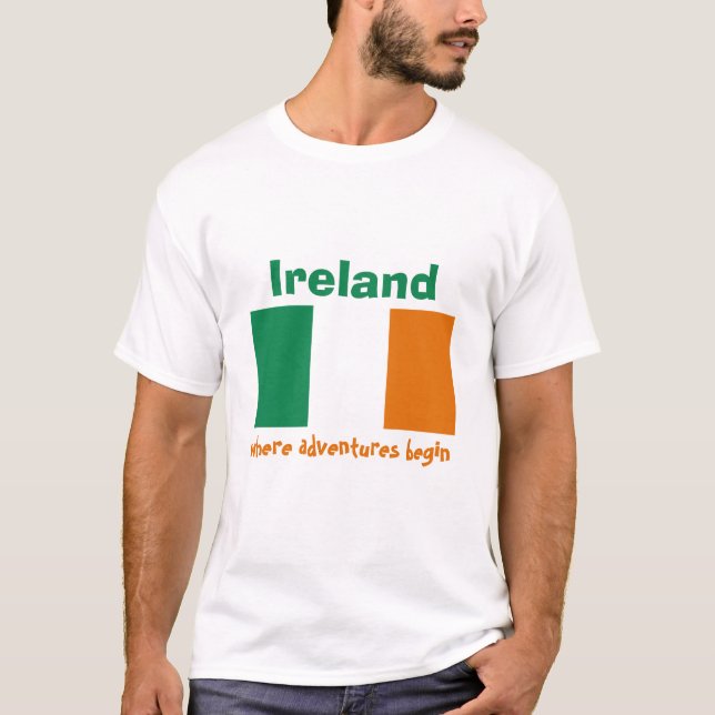 Irland Flagga + Karta + Text T-Shirt (Framsida)
