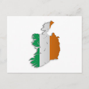 Irland Flagga Karta Vykort