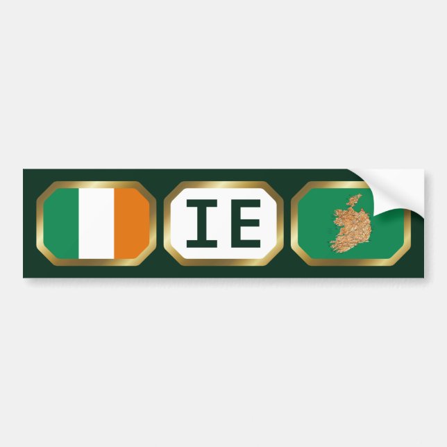 Irland Flagga Kartkod Klistermärke (Framsidan)