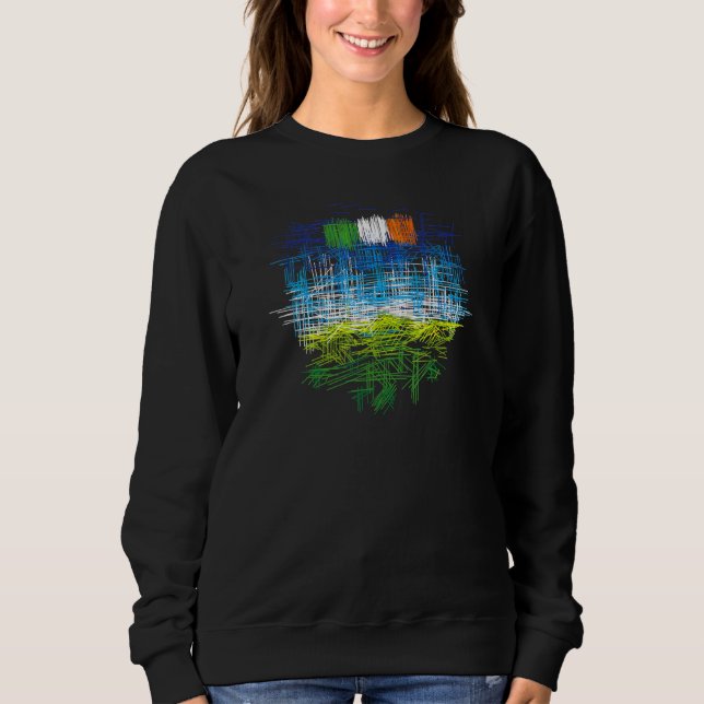 Irland - Flagga Med Landskapsdesign T Shirt (Framsida)