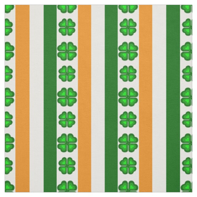Irland flagga/orange, vit och grönt, shamrocks tyg (Provkarta)