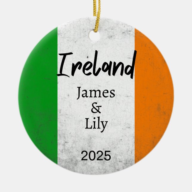 Irland Flagga Ornament, Personlig Irland Julgransprydnad Keramik (Framsidan)