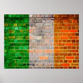 Irland flagga på en tegelvägg poster