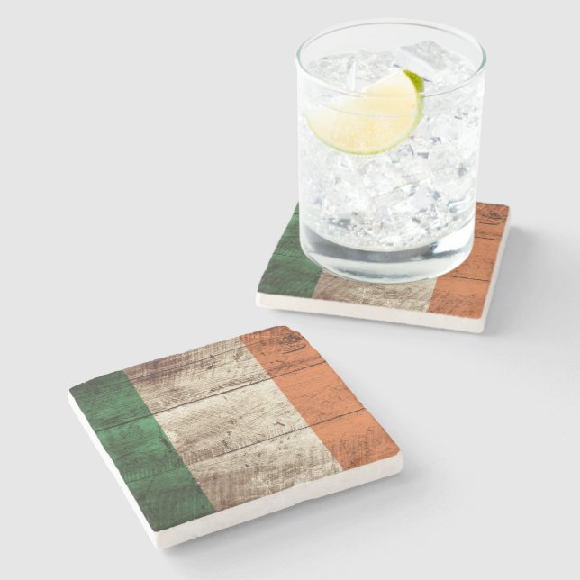 Irland flagga på gammalt Wood korn Underlägg Sten (Sidan)