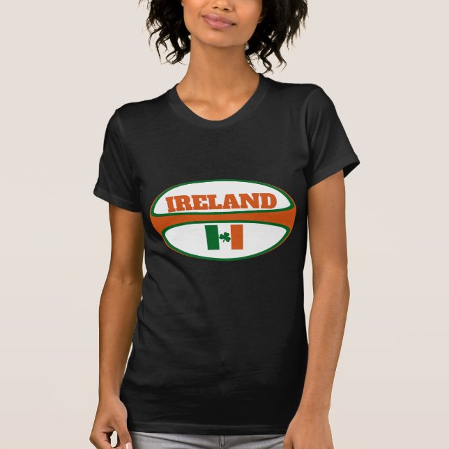 Irland Flagga Rugby Boll T Shirt (Framsida)