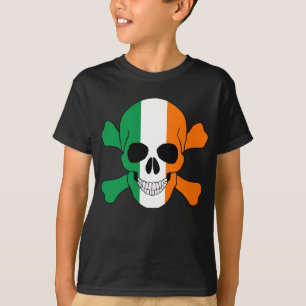 Irland Flagga Skull och korsskelettfrakt Tee Shirt