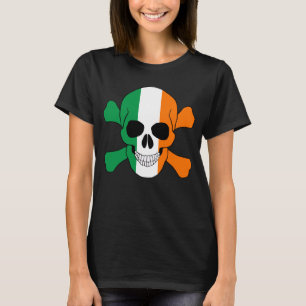 Irland Flagga Skull och korsskelettfrakt Tee Shirt
