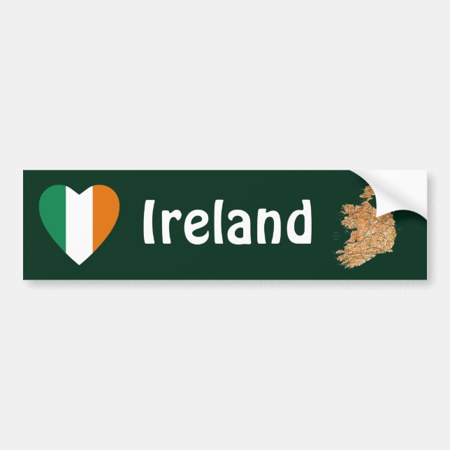 Irland flaggahjärta + Kartabildekal Bildekal (Framsidan)