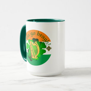Irland för evigt/Erin go bragh/ harpa/flagga Mugg